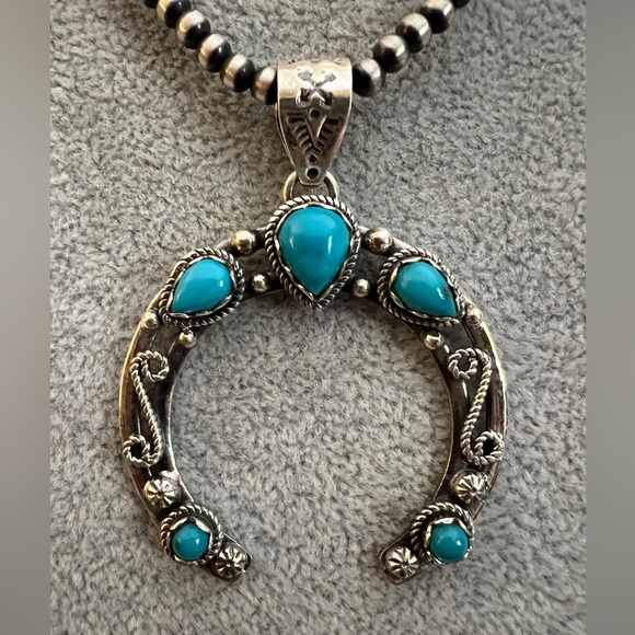 Kingman Turquoise Jewelry - ❤️ Kingman Turquoise NAJA Sterling Navajo Decorative Pendant 13.5Gm / 2.31”L